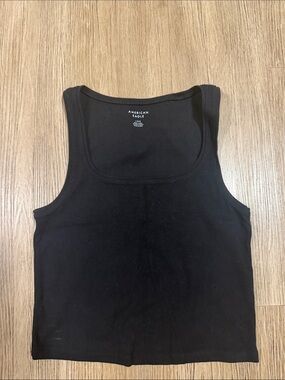 American Eagle Outfitters Black Ribbed Scoop Tank L